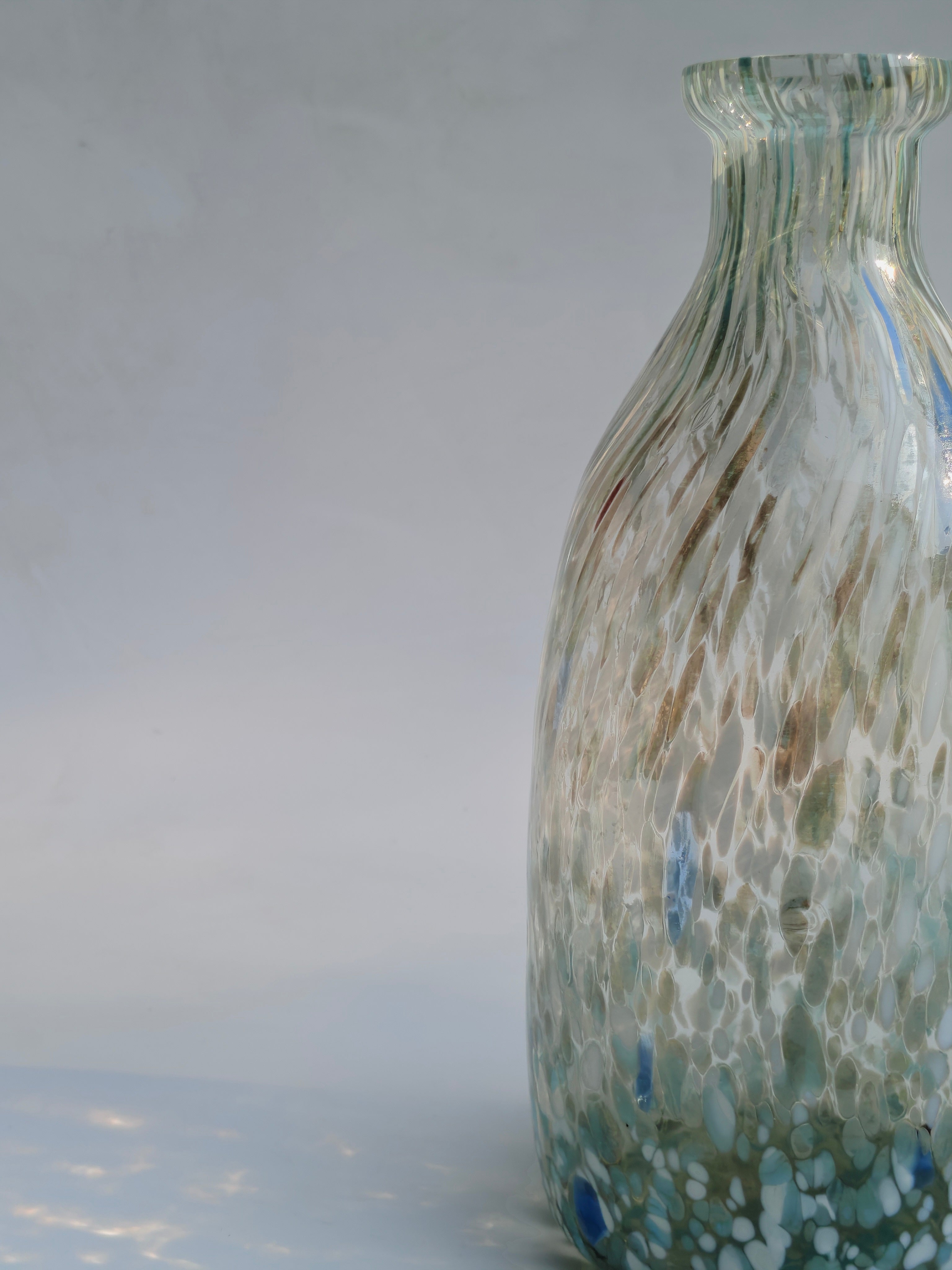 Sea Glass Swirl Art Vase – Handcrafted Decorative Bottle (Large)