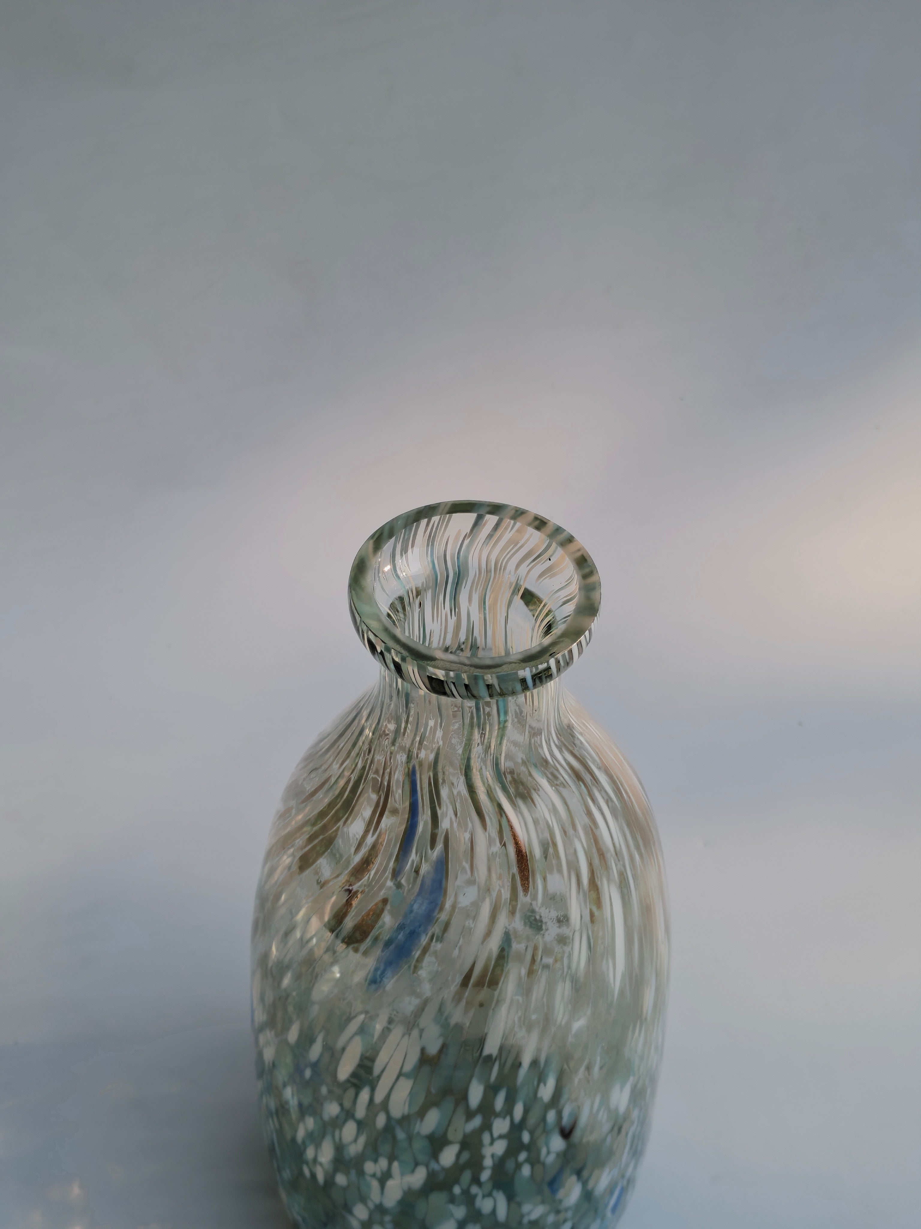 Sea Glass Swirl Art Vase – Handcrafted Decorative Bottle (Large)