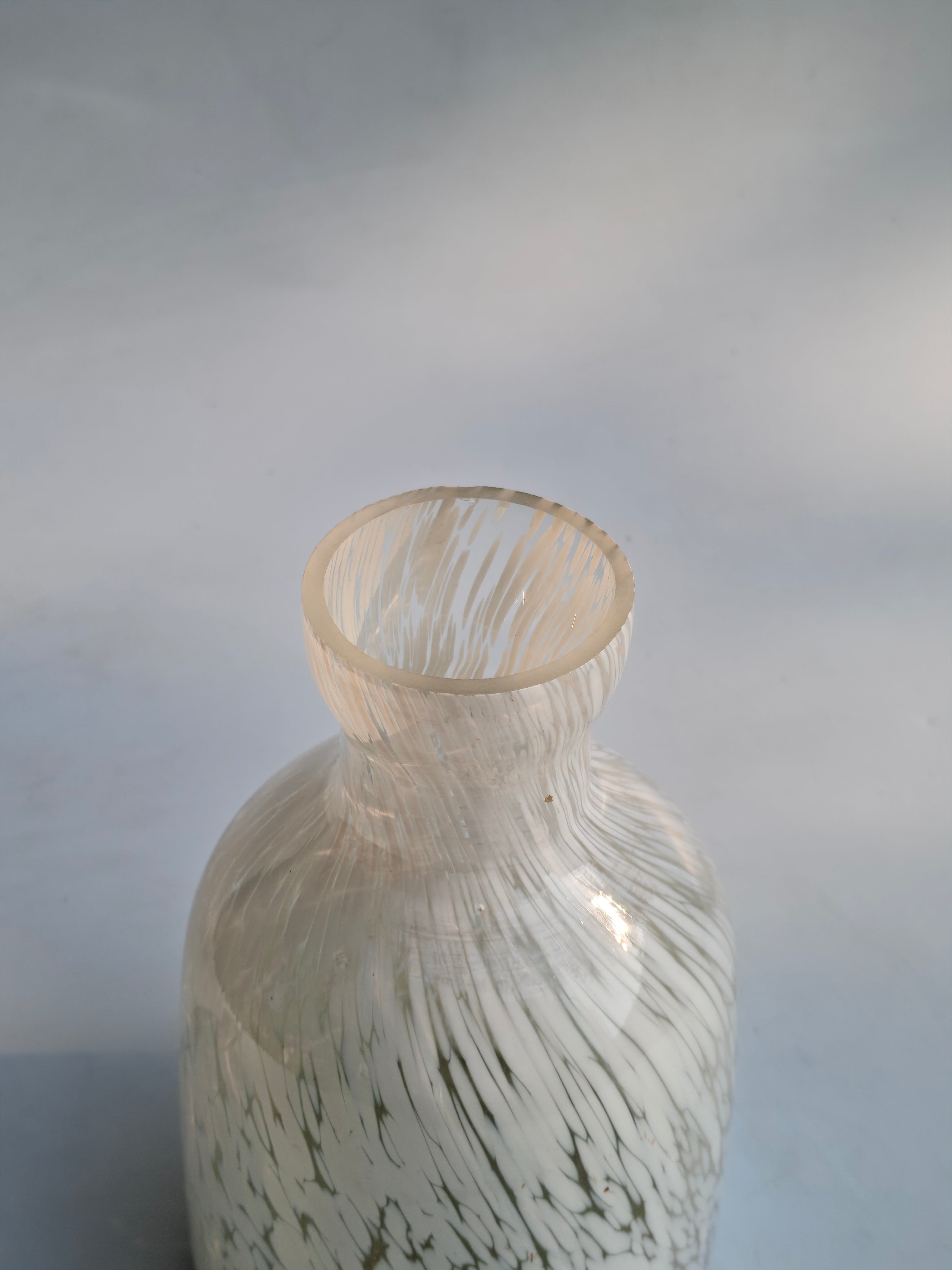 Ivory Marble Frosted Glass Vase – Handcrafted Decorative Bottle