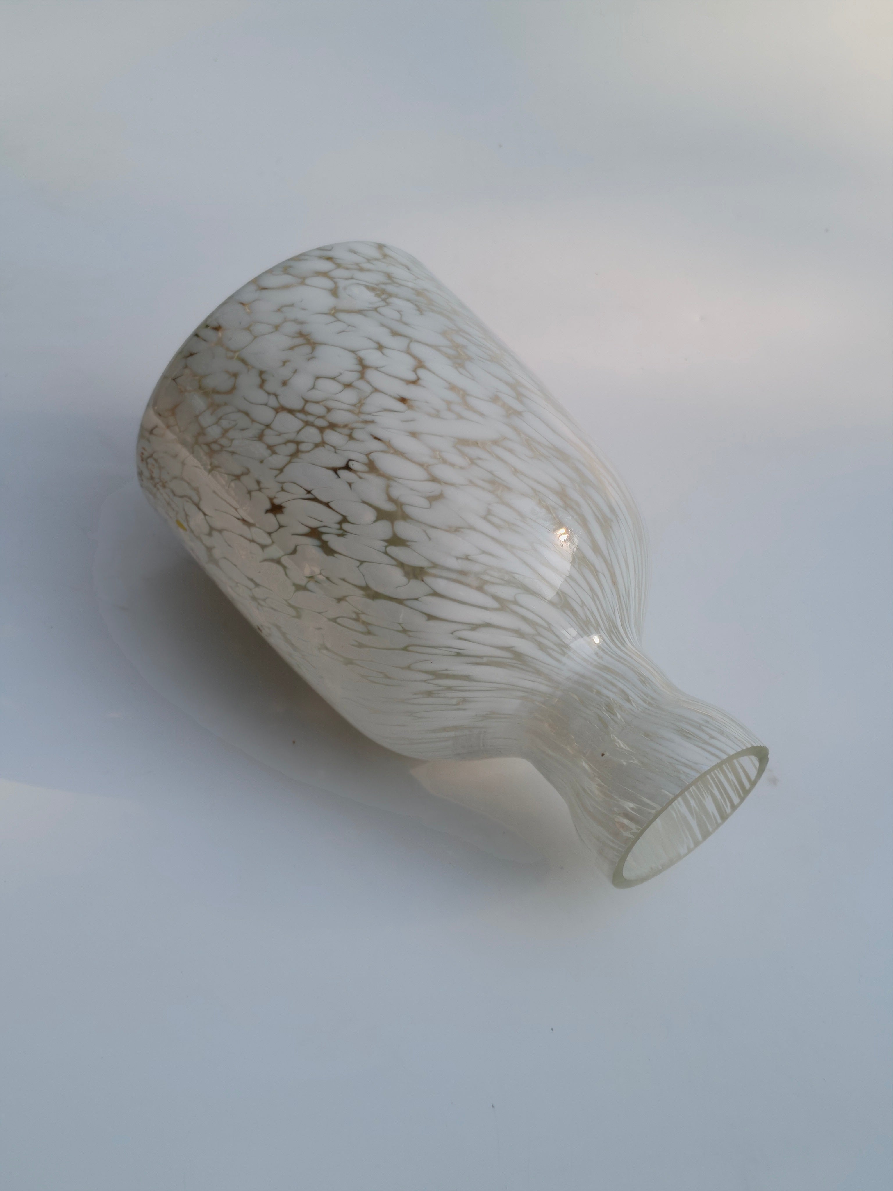 Ivory Marble Frosted Glass Vase – Handcrafted Decorative Bottle