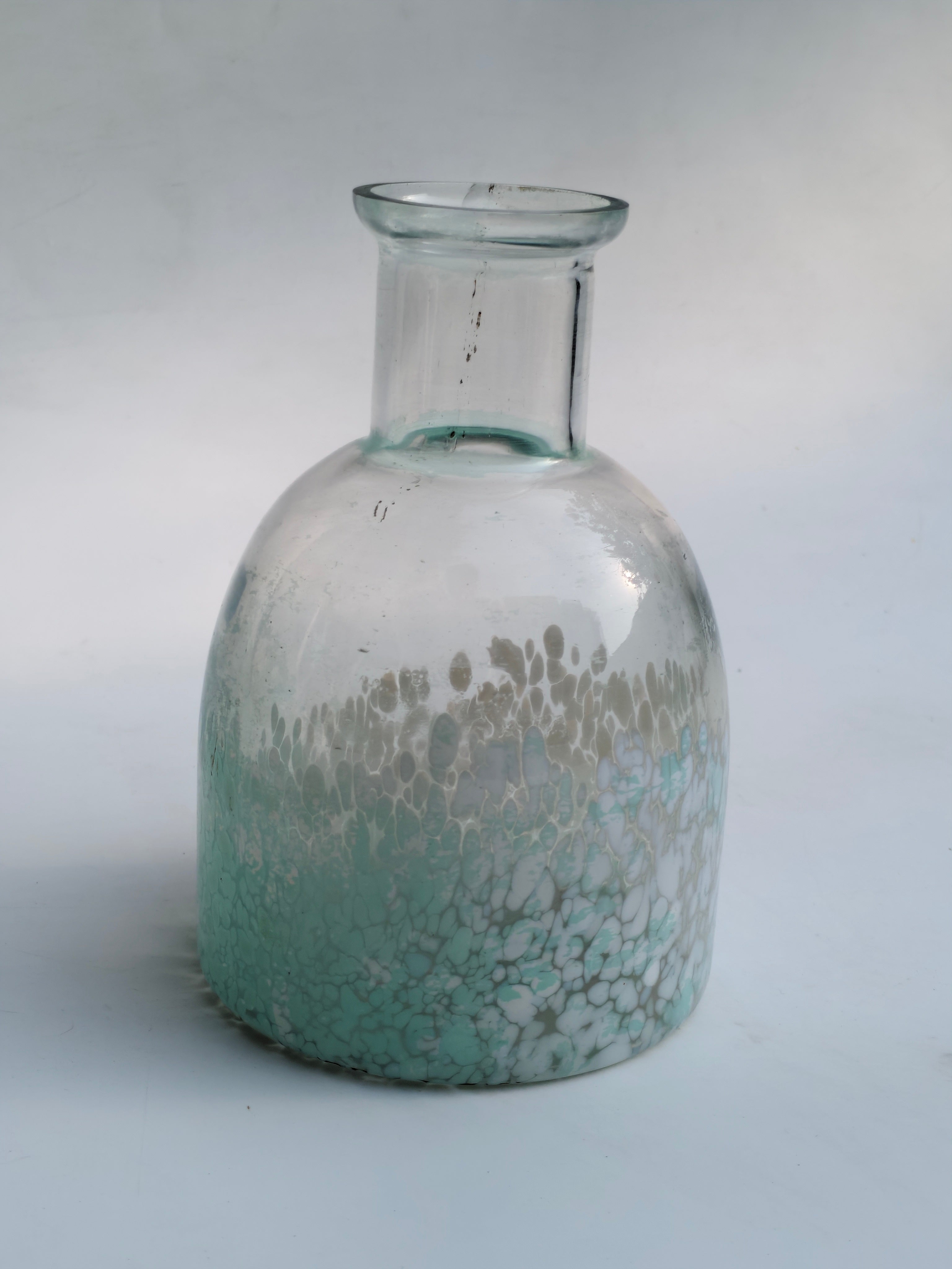 Seafoam Frosted Glass Vase – Handcrafted Decorative Bottle