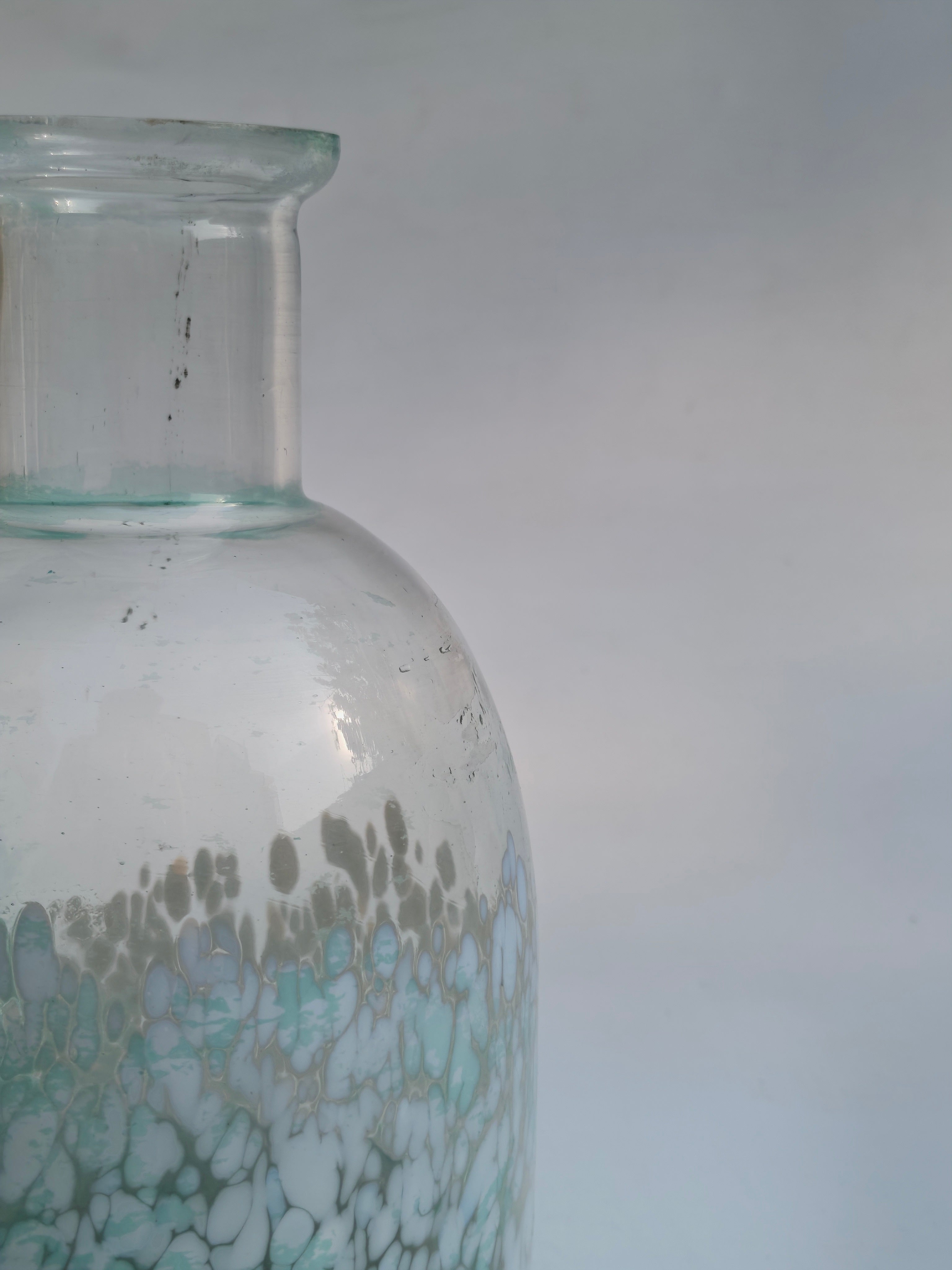 Seafoam Frosted Glass Vase – Handcrafted Decorative Bottle