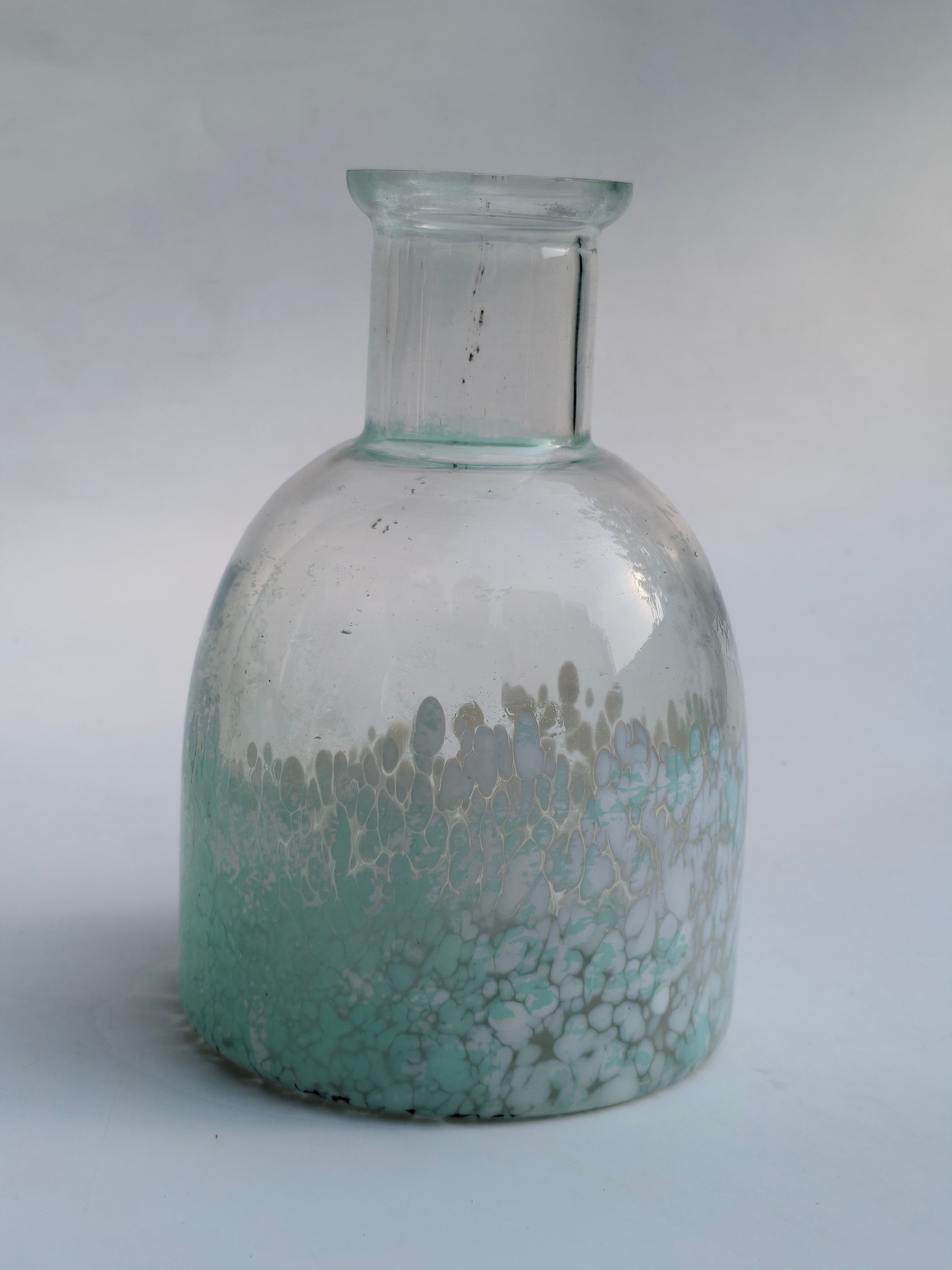 Seafoam Frosted Glass Vase – Handcrafted Decorative Bottle
