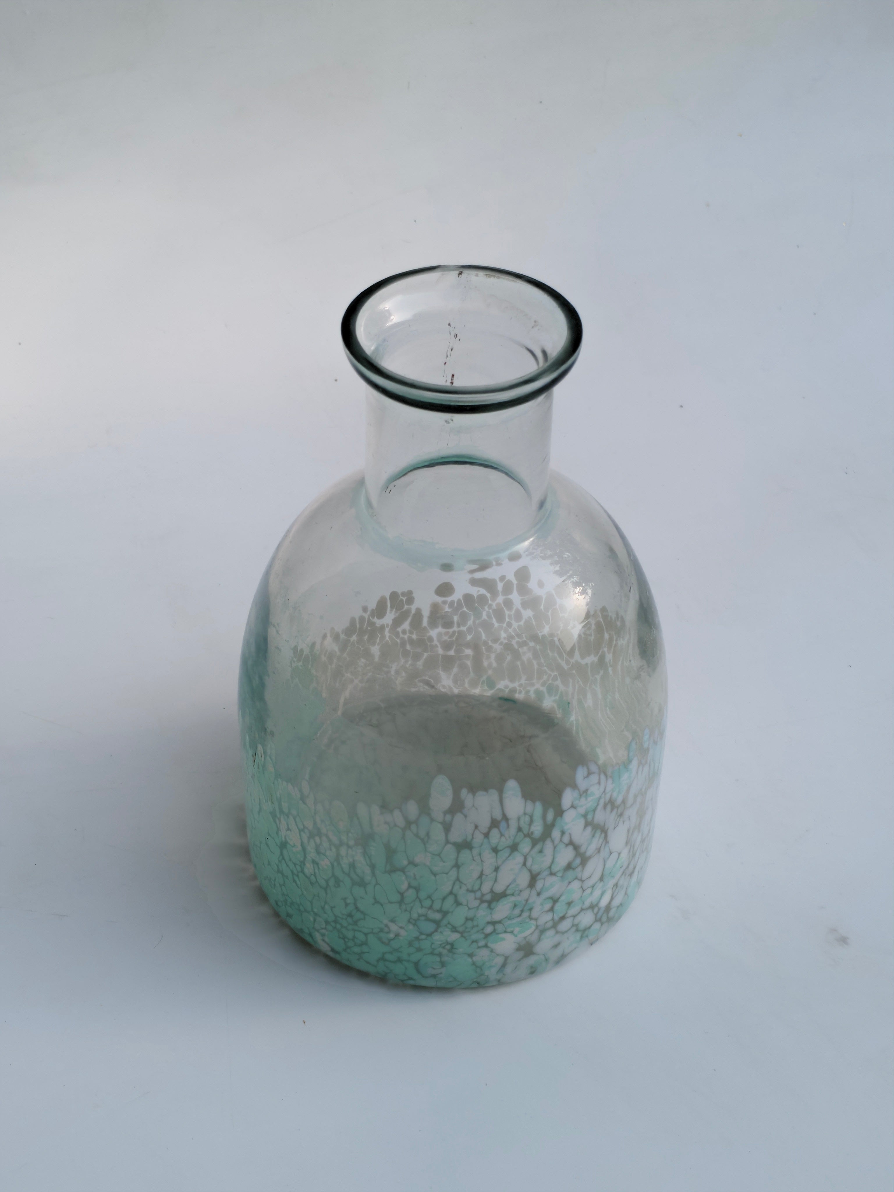 Seafoam Frosted Glass Vase – Handcrafted Decorative Bottle