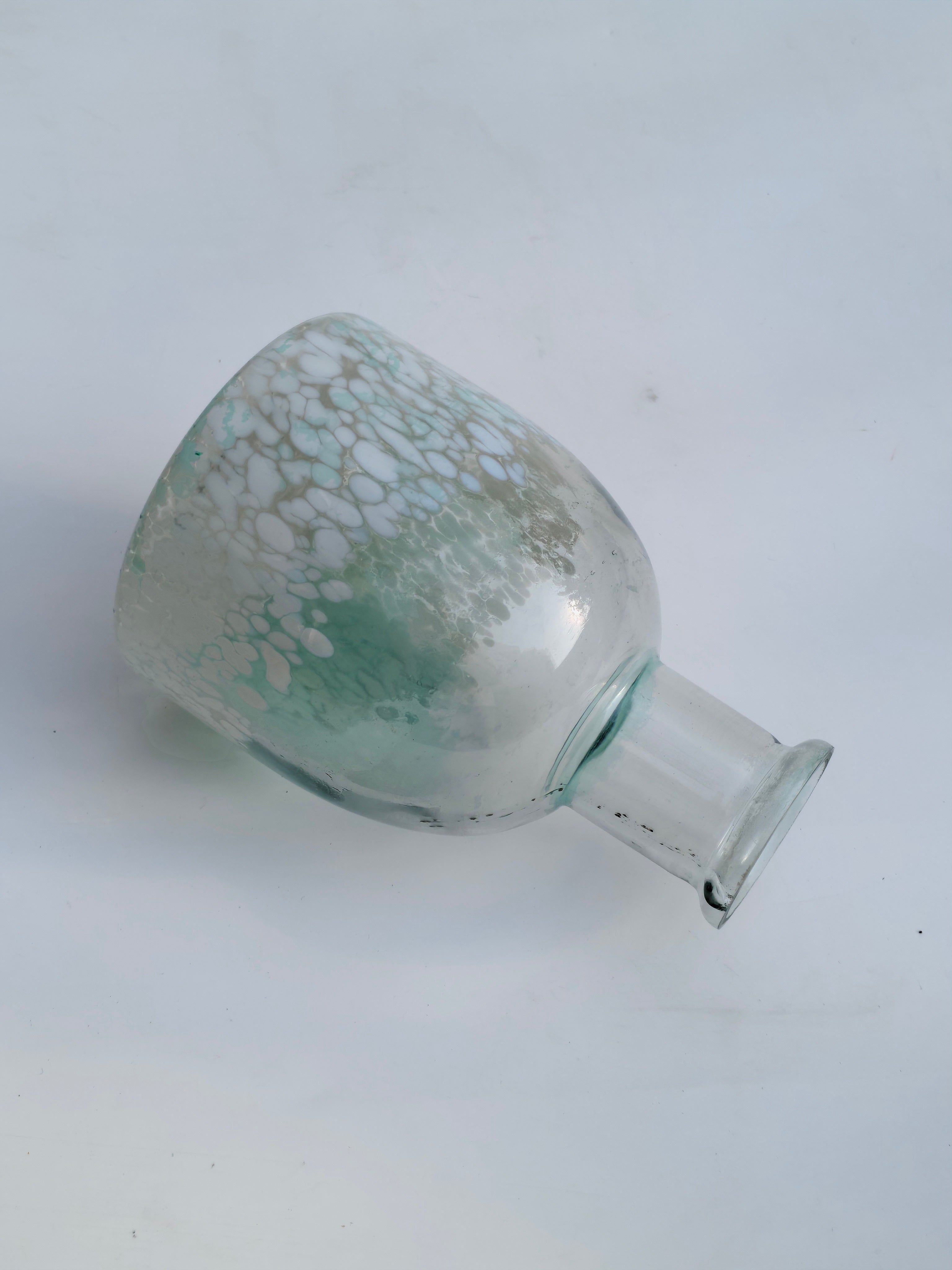Seafoam Frosted Glass Vase – Handcrafted Decorative Bottle