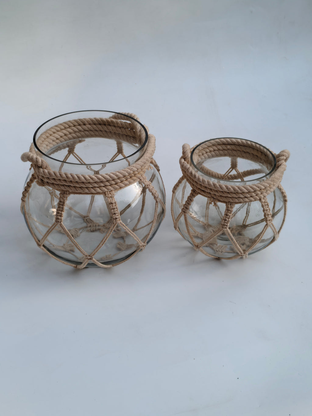 Coastal Rope & Glass Lantern Set (Set of 2)