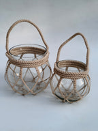 Coastal Rope & Glass Lantern Set (Set of 2)