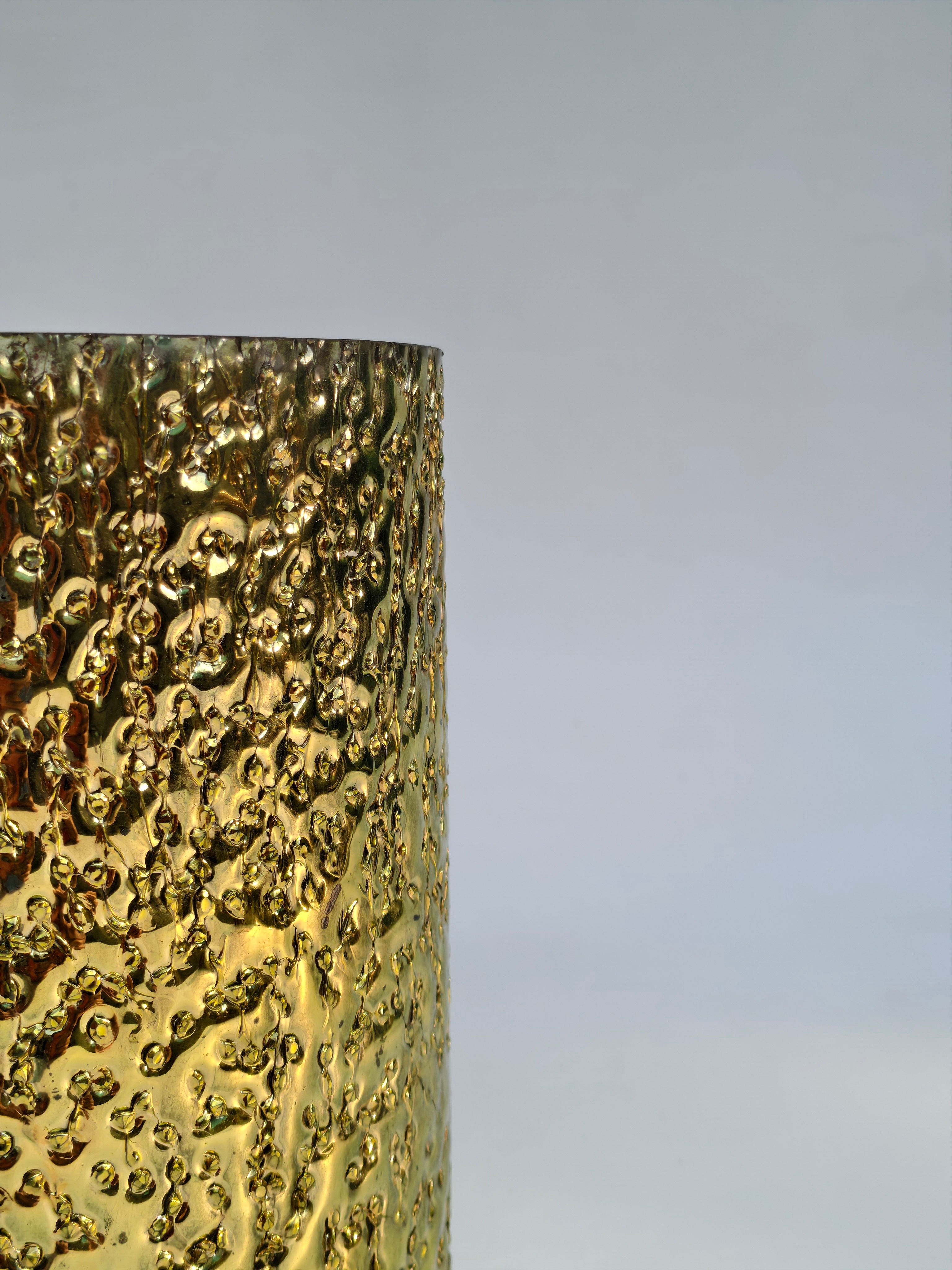 Hammered Gold Textured Glass Votive Holder