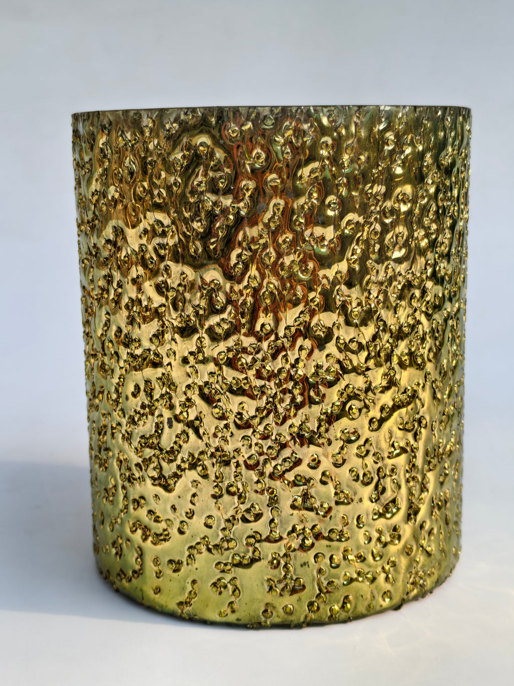 Hammered Gold Textured Glass Votive Candle Holder