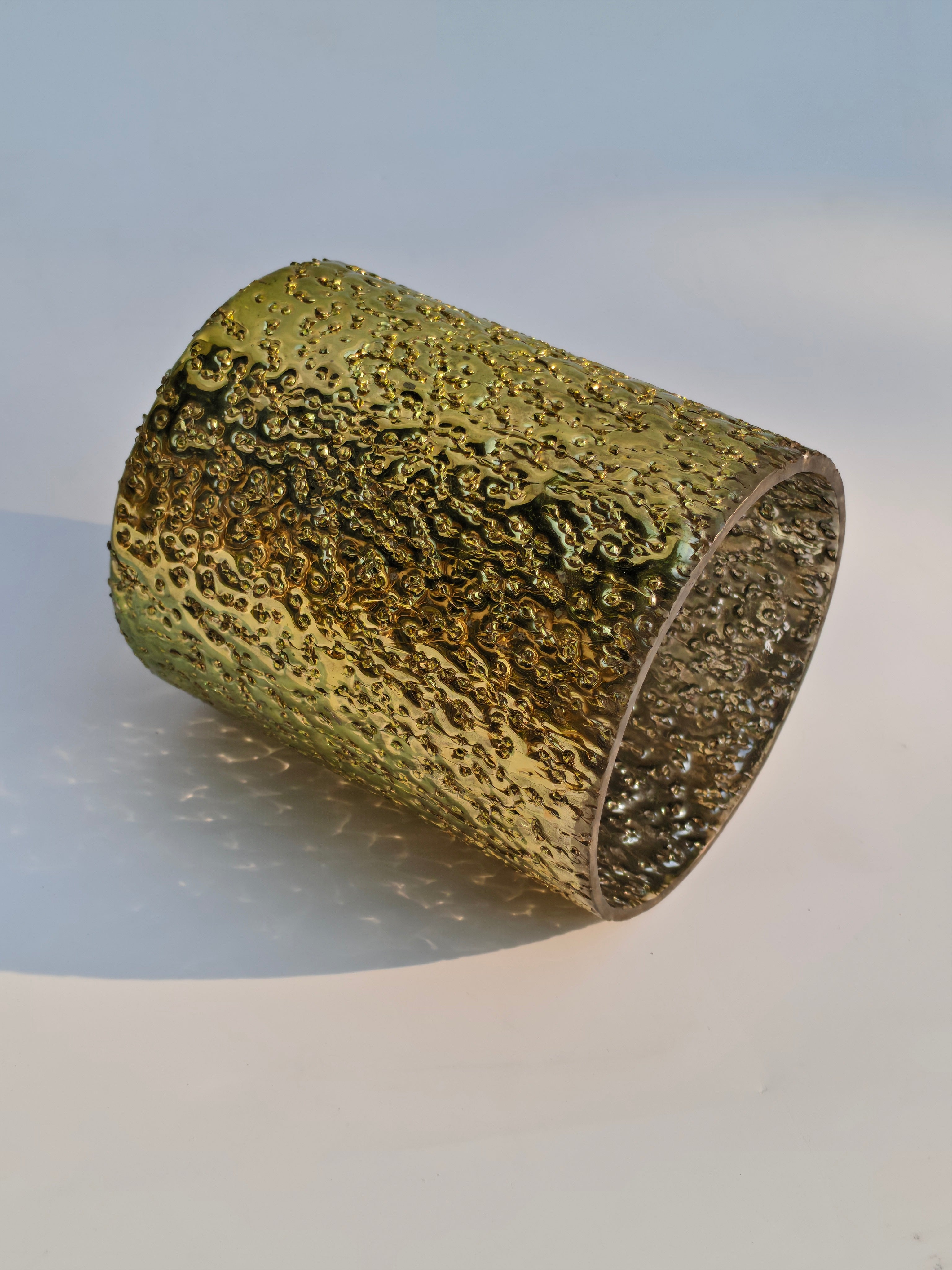 Hammered Gold Textured Glass Votive Holder