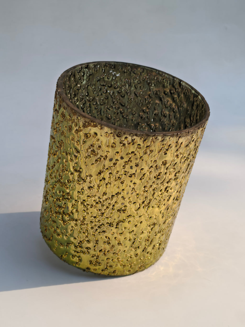 Hammered Gold Textured Glass Votive Candle Holder