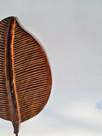 Handcrafted Wooden Leaf Sculpture on Stand