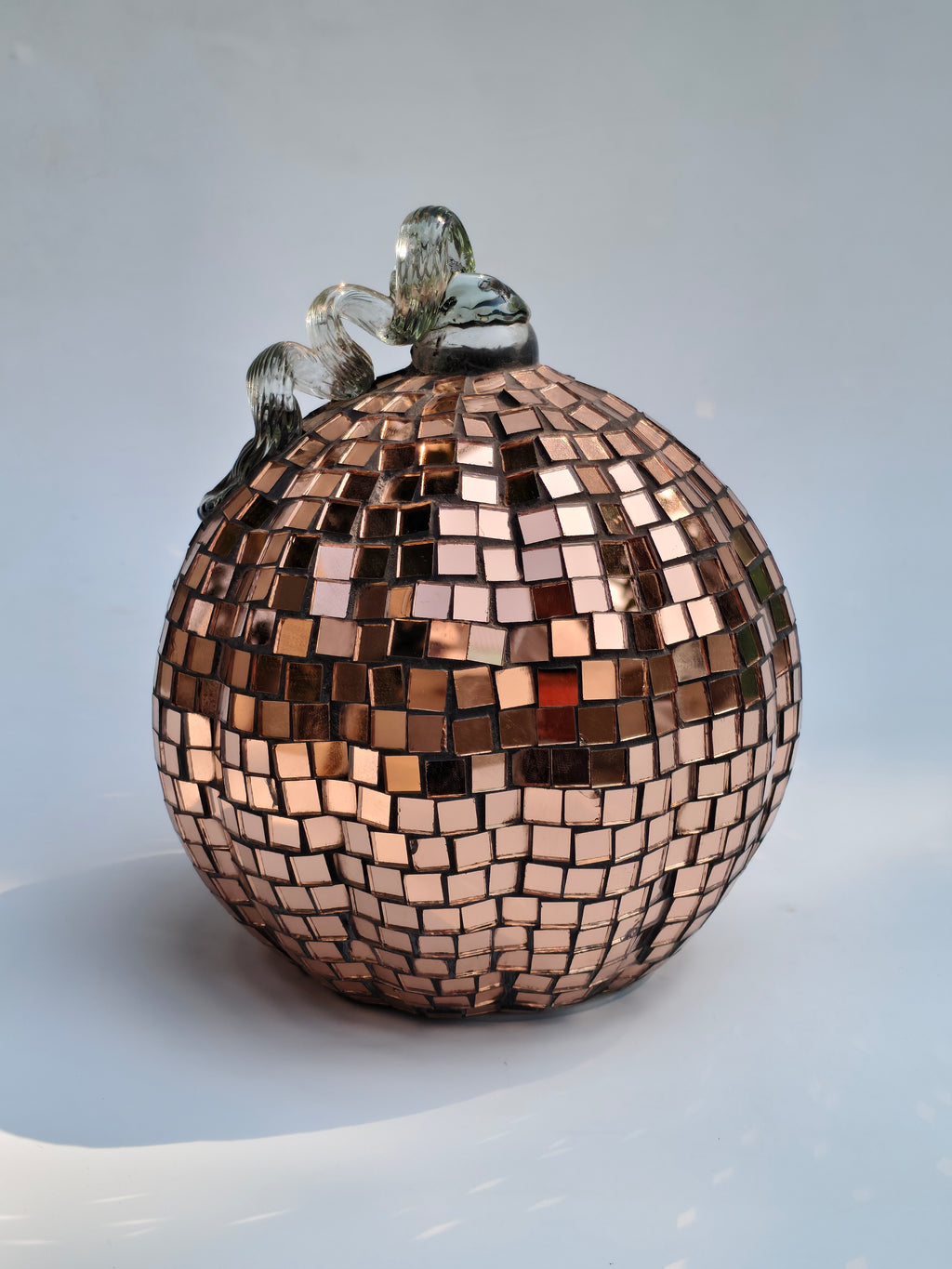 Rose Gold Mosaic Pumpkin LED Decorative Accent