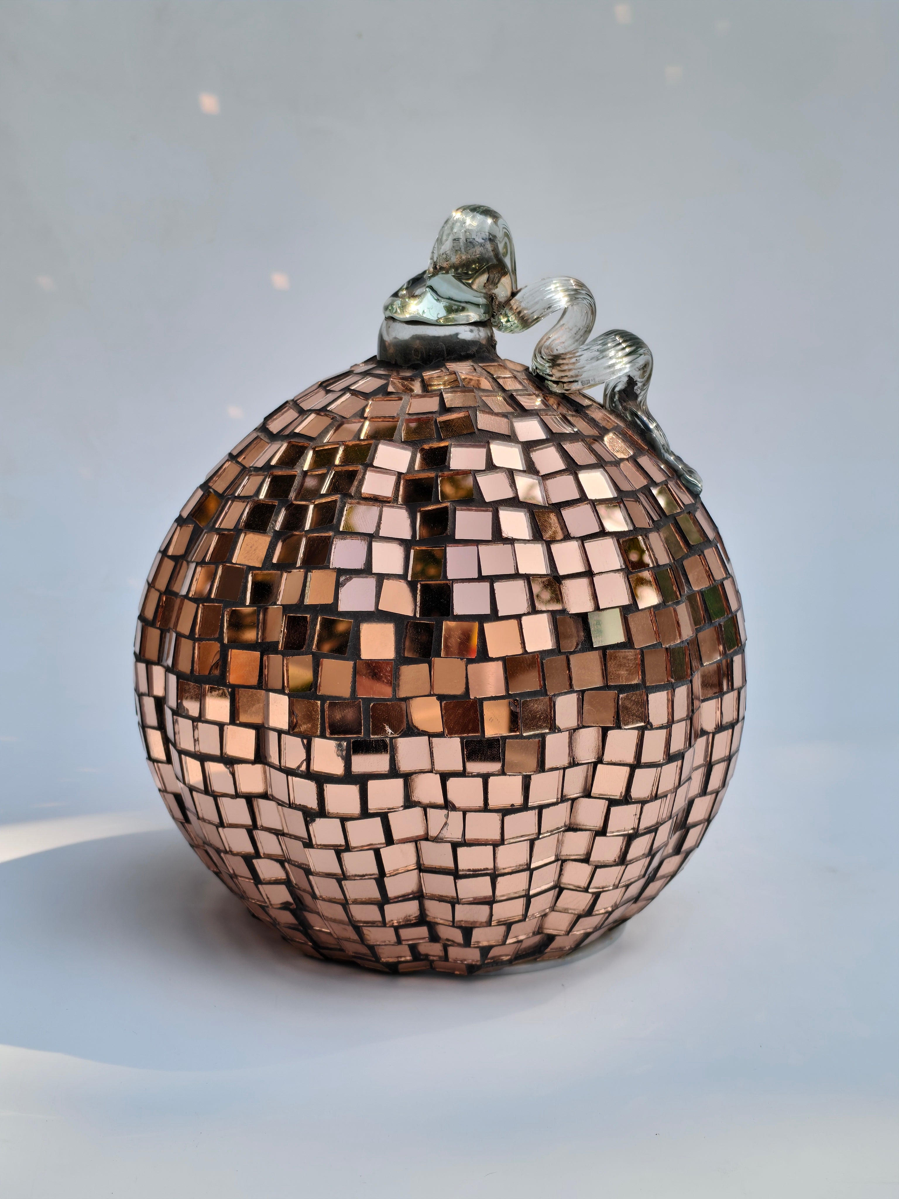 Rose Gold Mosaic Pumpkin LED Decorative Accent