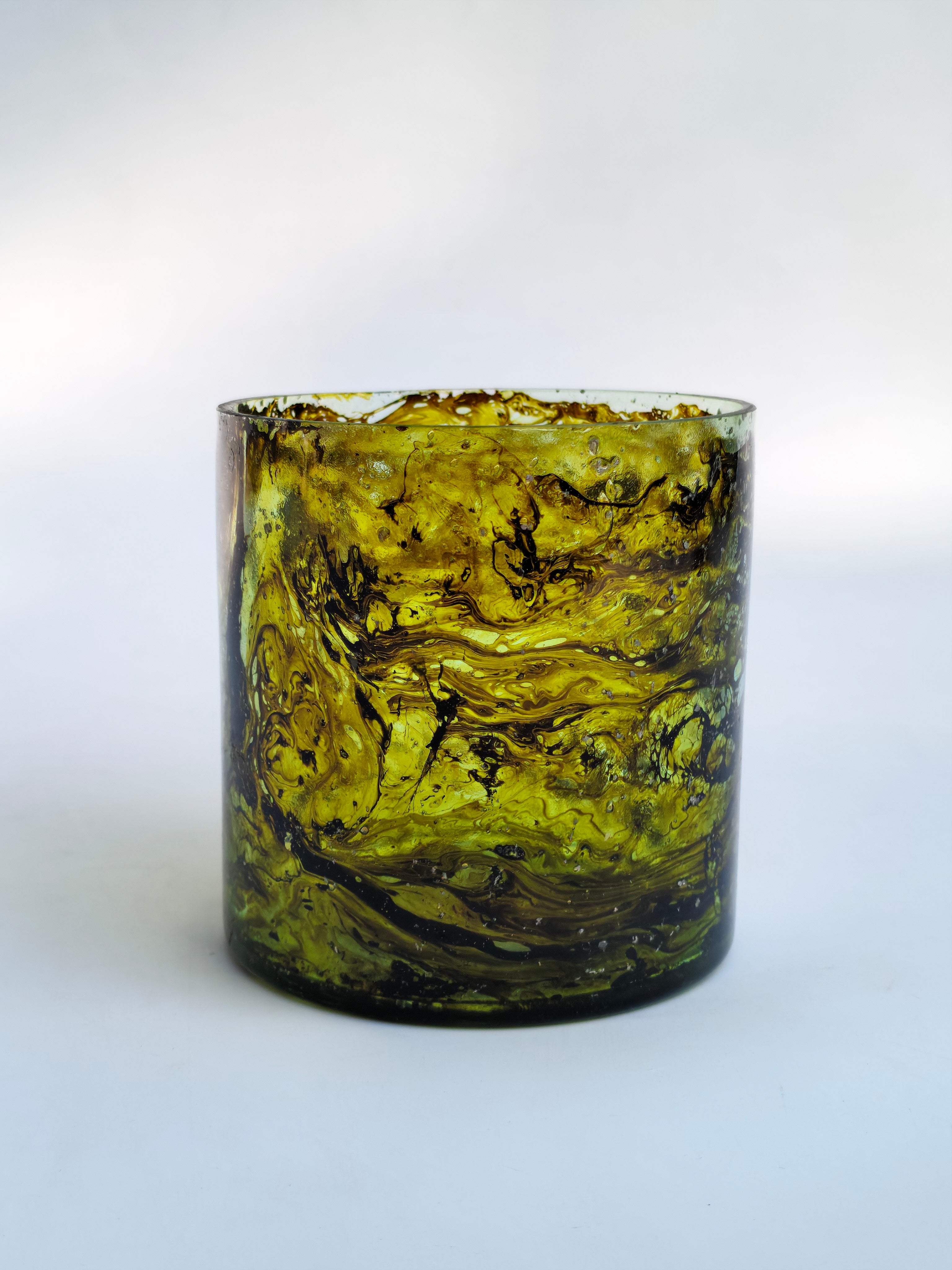 Amber Swirl Glass Candle Holder – Artistic Votive & Mini Planter