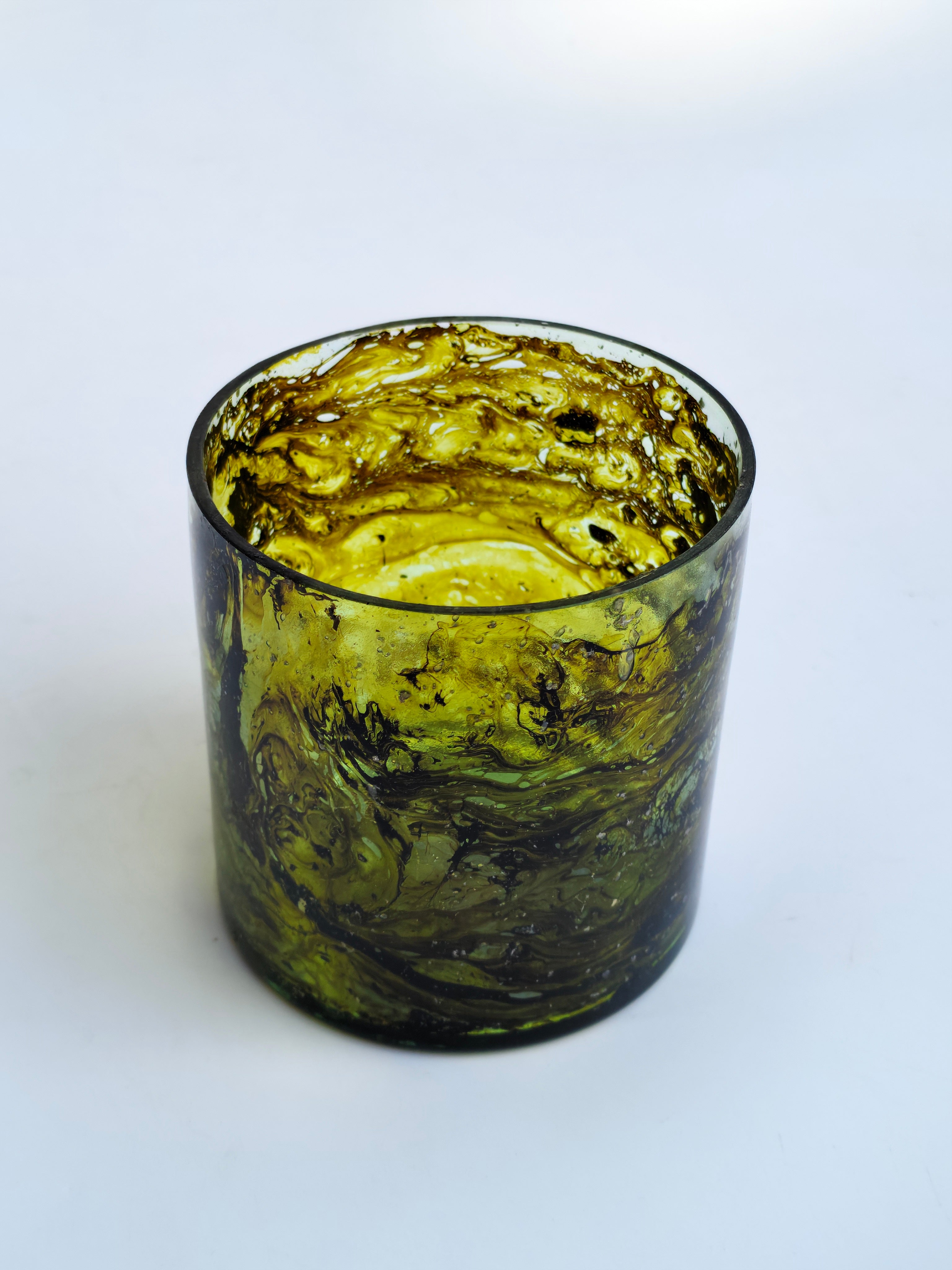 Amber Swirl Glass Candle Holder – Artistic Votive & Mini Planter