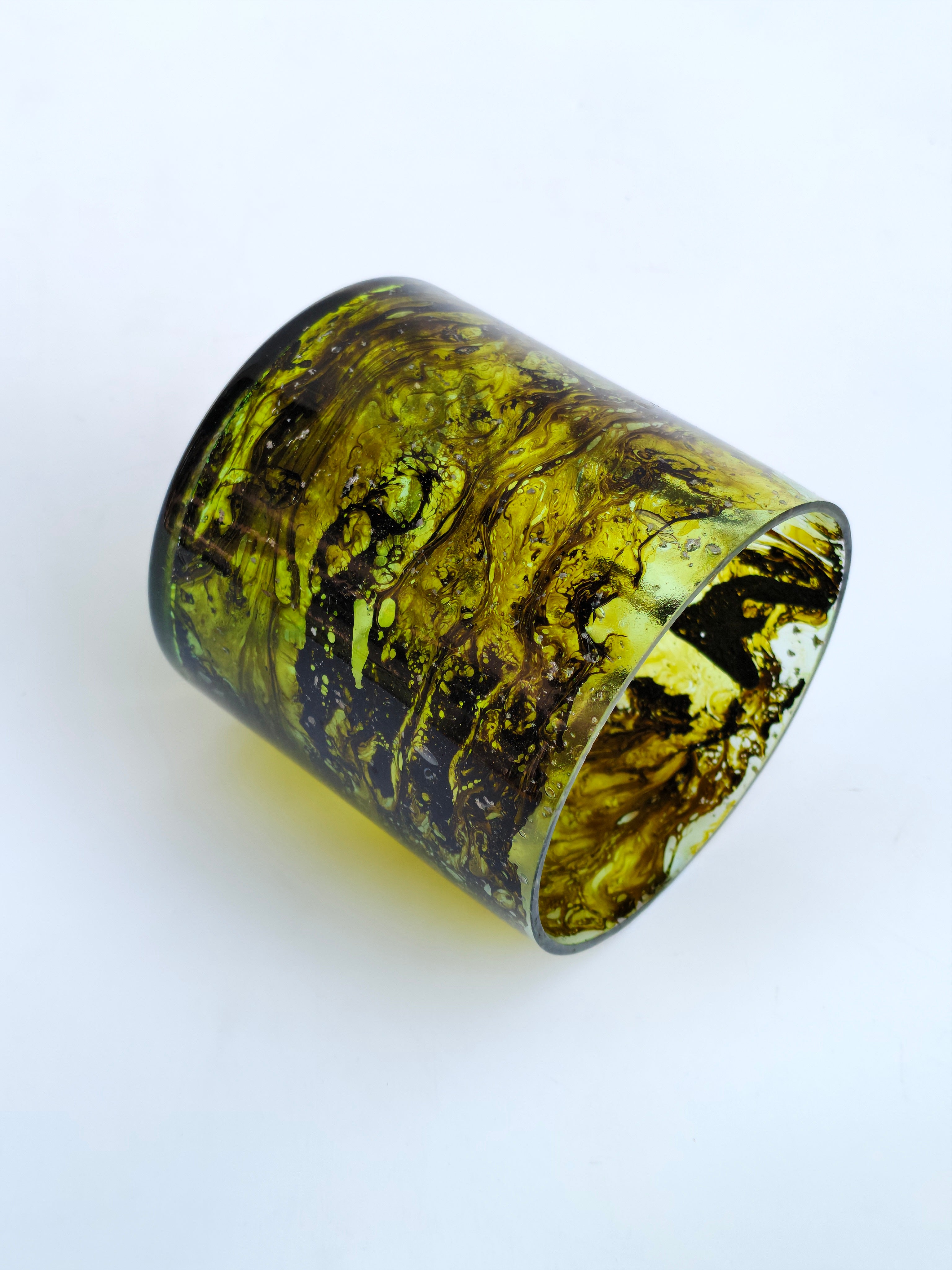 Amber Swirl Glass Candle Holder – Artistic Votive & Mini Planter