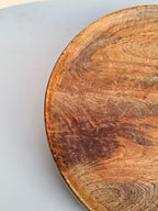 Handcrafted Solid Wood Round Serving Tray – Natural Grain Finish (40 cm)