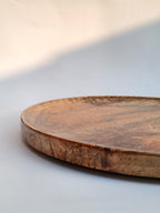Handcrafted Solid Wood Round Serving Tray – Natural Grain Finish (40 cm)