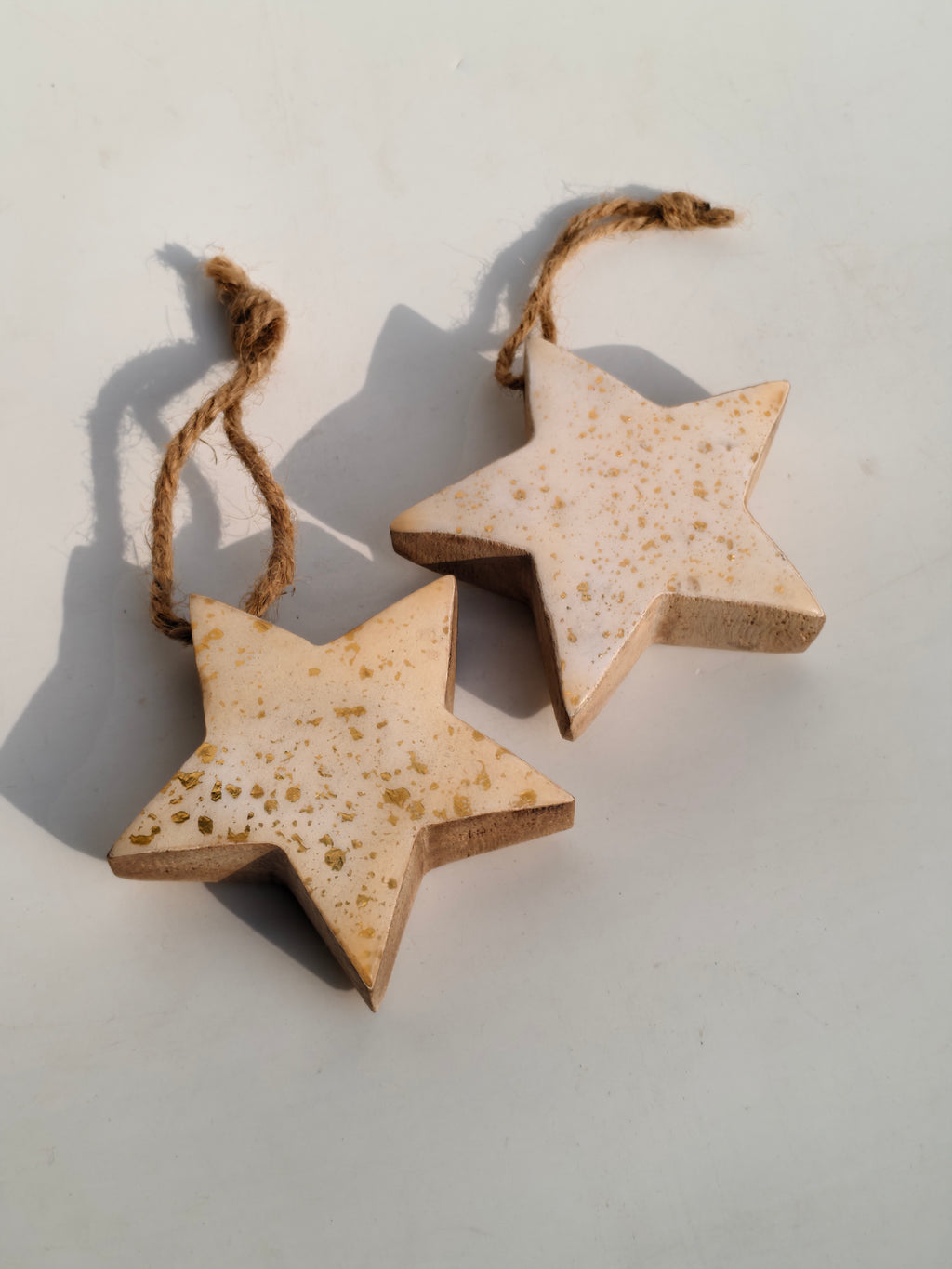 Handcrafted Wooden Star Charm – Gold Foil Hanging Accent