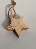 Handcrafted Wooden Star Charm – Gold Foil Hanging Accent