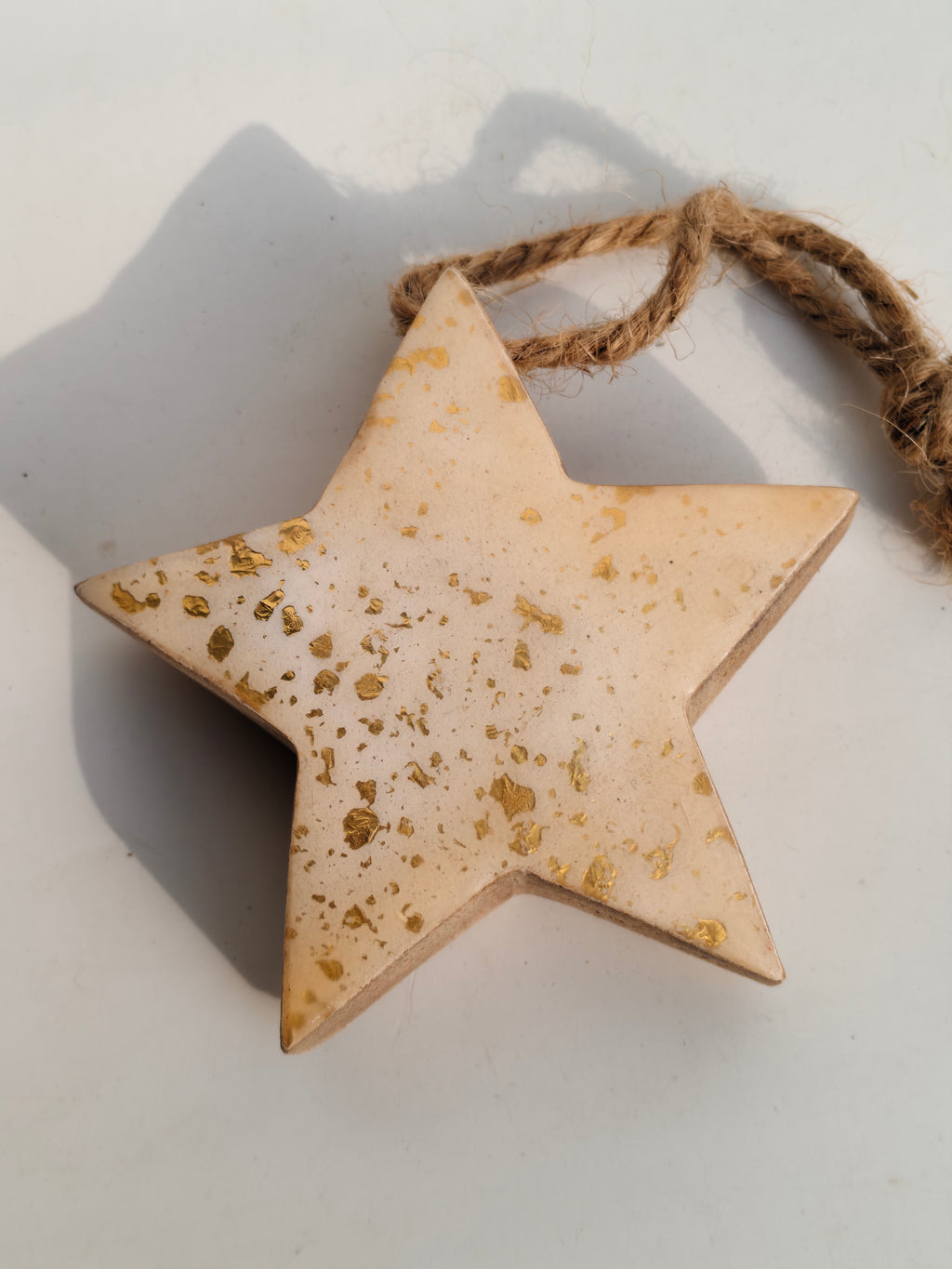 Handcrafted Wooden Star Charm – Gold Foil Hanging Accent