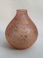 Blush Pink Mosaic Glass Vase with Gold Foil Accents | Decorative Luxury Flower Vase