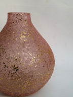 Blush Pink Mosaic Glass Vase with Gold Foil Accents | Decorative Luxury Flower Vase