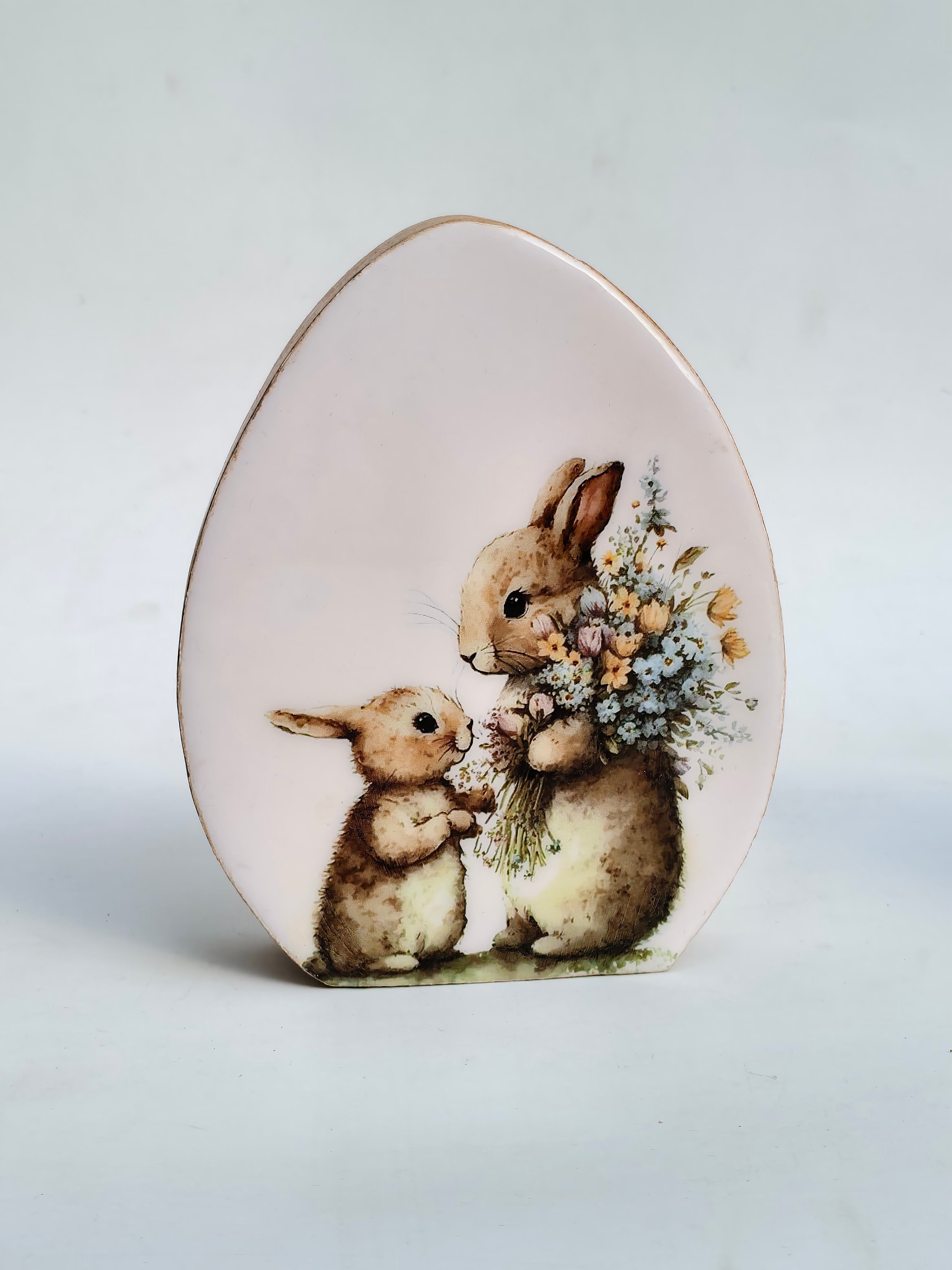 Handcrafted Bunny Wooden Décor Block – Easter Inspired Table Accent