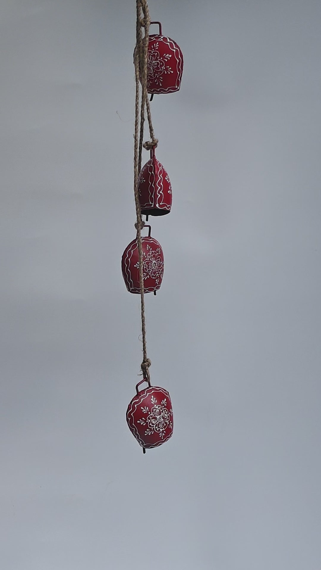 Red Metal Bell Wind Chime – Hand-Painted Rustic Hanging Décor